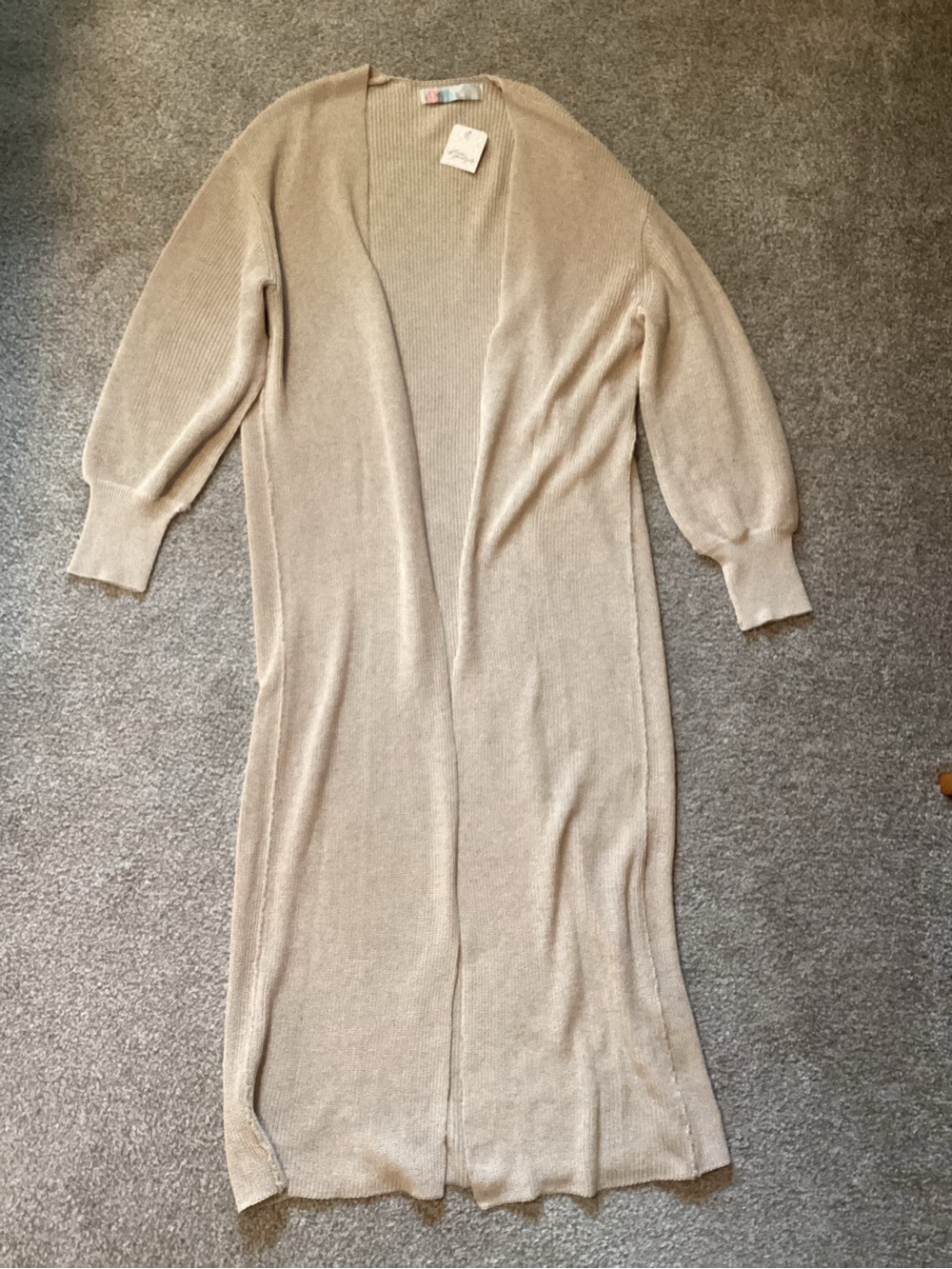 NWT Free People Living In This Sweater longline duster cardigan Small Beige - Picture 7 of 10